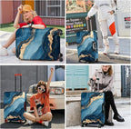 ANNA QUEEN Blue Marble Luggage Cover, Modern Gold Vein Abstract Design Suitcase - Image 7