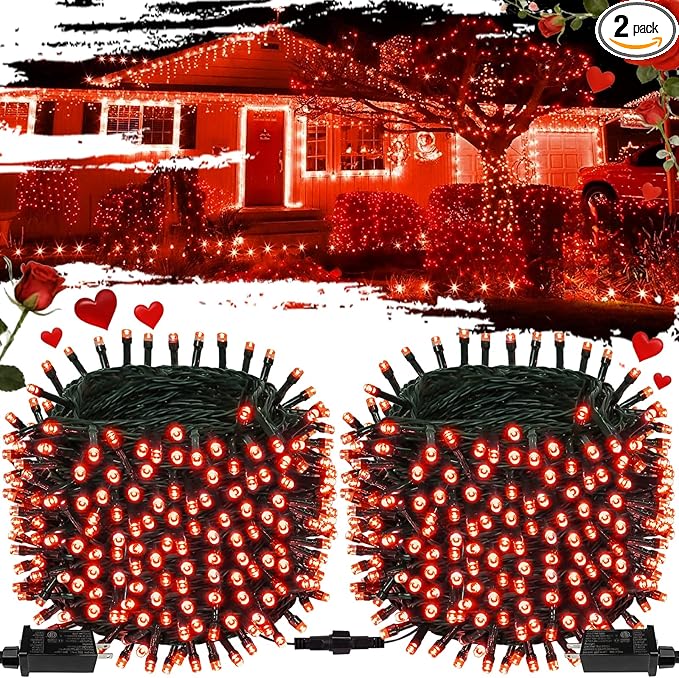 2-Pack Connectable Christmas Lights Outdoor, Total 164FT 400LED Christmas by OZS