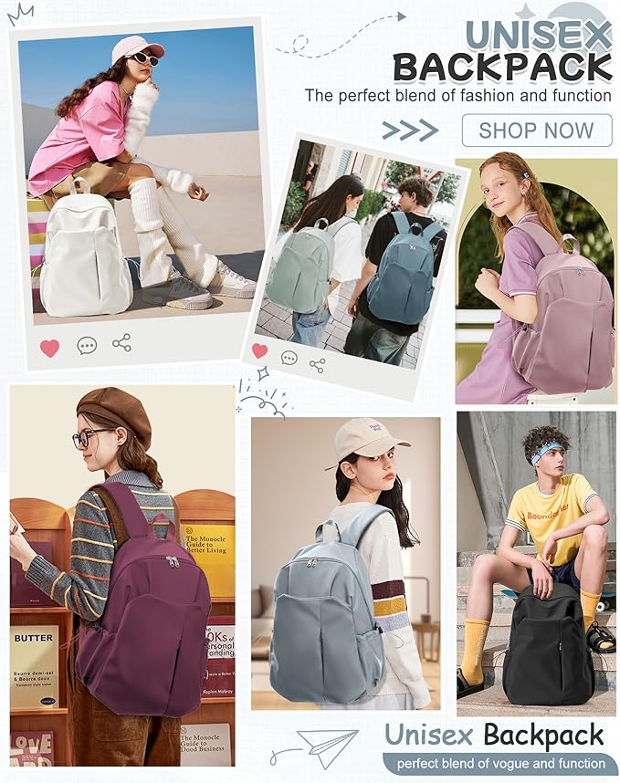 SEAFEW Small Blue Backpack for School Women Girls, Waterproof Bookbag Cute High - Image 8