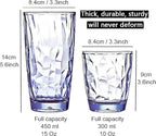 15Oz Unbreakable Tritan Drinking Glasses Shatterproof Acrylic Glasses Drinkware - Image 3