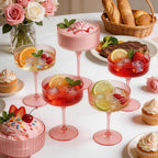 PLULON 12 Pcs Pink Champagne Martini Glasses Set 10 Oz Plastic Ribbed Coupe Cup - Image 6