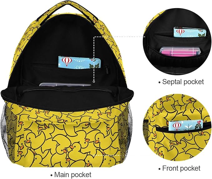 Wamika Kids Backpack Cute Yellow Duck School Backpacks Boys Girls Preschool - Image 3
