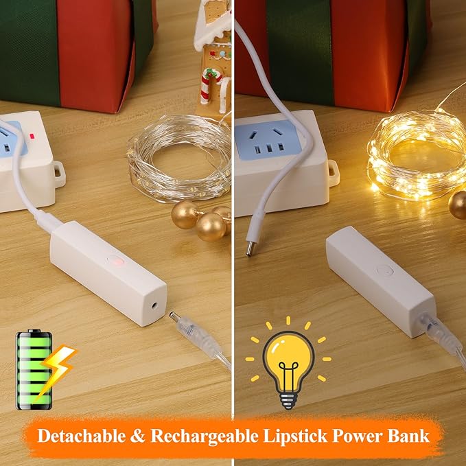 Lakumu Warm White String Lights, 32FT Rechargeable, Decor - Image 3