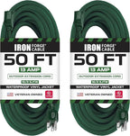 Iron Forge Cable 2 Pack Weatherproof 50 Ft Outdoor Extension Cord by IronForgeCable