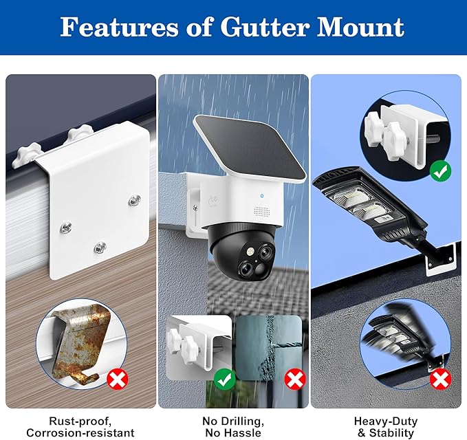 Gutter Mount Bracket for Eufy Security SoloCam S340/E30/E42 and 4G LTE Cam S33 - Image 4