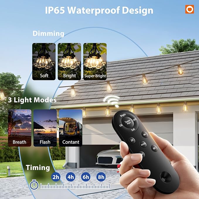 addlon 102FT Solar String Lights Outdoor Waterproof - Image 2