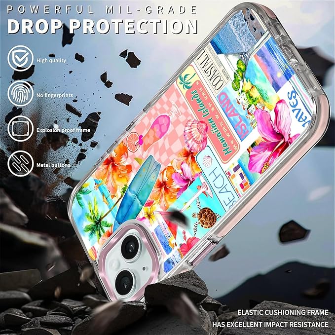 Case for iPhone 13/14, Coastal Beach Cover Coquette Collage Phone Case - Image 5
