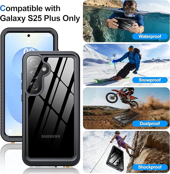 ANTSHARE IP68 Waterproof Case for Samsung Galaxy S25 Plus, Built-in Screen/Lens - Image 7