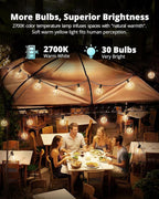 VIPAR Outdoor String Lights, 60FT 32 G40 Bulbs Patio Lights Outdoor Waterproof - Image 4