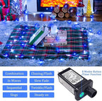 JMEXSUSS 66ft 200 LED Blue and White Outdoor Christmas String Lights, Expandable - Image 2