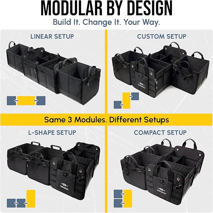 XL Modular Trunk Organizer System – 4 Section Extra Large Car Cargo Organizer - Image 2