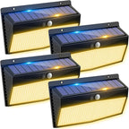 Peasur 4 Pack 368 LED Solar Motion Sensor Lights Outdoor, Solar Fence Lights by Peasur