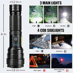 BERCOL Flashlight LED Rechargeable Flashlights High Lumens, 000 LM Super Bright - Image 6