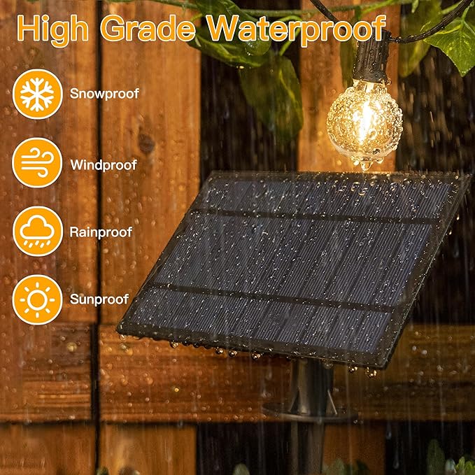 Ollny 35FT Solar Patio Lights, Waterproof Remote Control Dimmable Timers 3Modes - Image 4