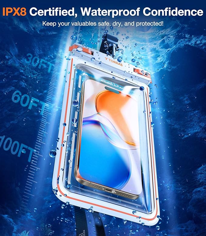 TORRAS 2 Pack IPX8 Waterproof Phone Pouch Floating, Underwater Screen Touchable - Image 7