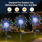 Solar Garden Lights Outdoor, 4 Pack 120 LED Twinkling Firework Lights Decorative - Image 3