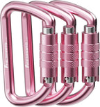 FresKaro 3inch 12kN-2698lbs Auto Locking Carabiner Clips, Solid D Shape by FresKaro