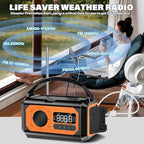 44400mWh/12000mAh Emergency Weather Radio, Hand Crank Radio Solar Radio - Image 6