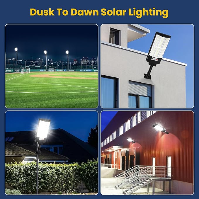Solar Lights Outdoor Waterproof, 12000LM 6500K LED Dusk to Dawn Solar Street - Image 7
