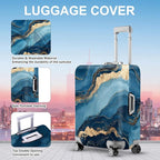 ANNA QUEEN Blue Marble Luggage Cover, Modern Gold Vein Abstract Design Suitcase - Image 3