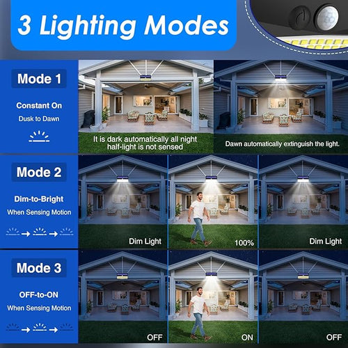 2 Pack 368 LED Solar Lights Outdoor Motion Sensor, Solar Fence Lights - Image 2