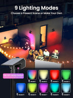 AUDERWIN Solar Spot Lights Outdoor, 9 Lighting Modes RGB, Solar Lights Outdoor - Image 3
