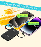 6000mah Ultra Slim Built in Cables Power Bank, Card Size Built in USB C Cords - Image 7