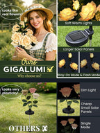 GIGALUMI Solar Lights Outdoor for Garden Decor, 3 Pack Solar Flower Lights - Image 2