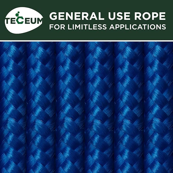 TECEUM Rope – 150 Feet x 1/4 Inch – Blue – Strong All-Purpose Utility Rope – - Image 9