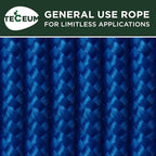 TECEUM Rope – 90 Feet x 3/8 Inch – Blue – Strong All-Purpose Utility Rope – - Image 9
