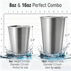 Stainless Steel Cups & Pint Tumblers Set of 8 - Image 2