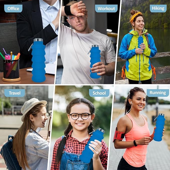 Collapsible Water Bottles 24oz, Odorless BPA-Free Silicone, Leak-Proof Foldable - Image 5