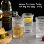 ZMOWIPDL Vintage Glassware Drinking Glasses Set of 6, 13 oz Clear Textured - Image 6