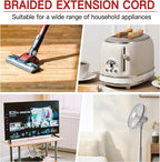 16/3 Flat Plug Braided Extension Cord 3 FT, Indoor 3 Prong Grounded Low Profile - Image 7