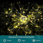 JJGoo Solar Firework Lights, 2 Pack 150 LEDs 2 Lighting Modes Solar Lights - Image 3