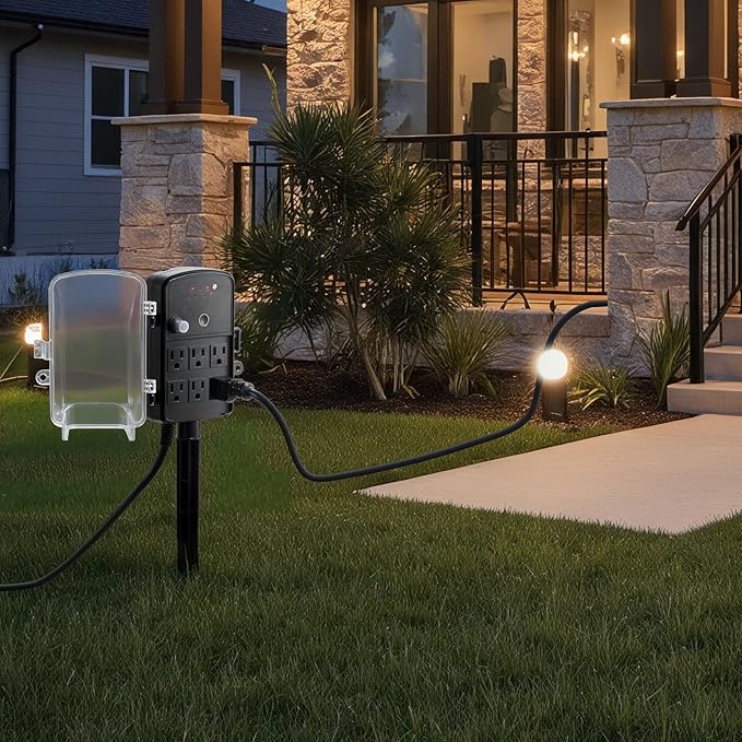 VEVOR Outdoor Power Stake Timer, 50FT Extension Cord, Remote Control Outdoor - Image 8
