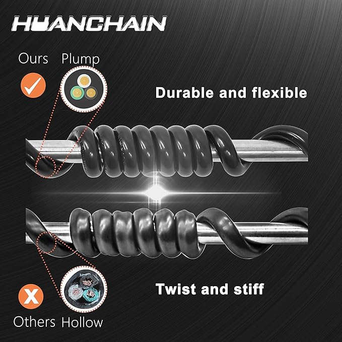 HUANCHAIN 10 FT 16 Gauge Black Indoor Outdoor Extension Cord Waterproof - Image 6