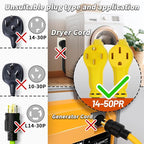 PlugSaf NEMA 14-50P/14-50R 30 FT 50 Amp RV/EV Extension Cord Outdoor - Image 2