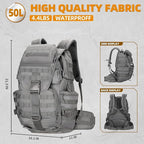 50L Military Tactical Backpack 3 Day Assault Pack Molle Daypack Hiking Backpack - Image 2