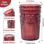 Ciaell 12 Pack Romantic Plastic Water Glasses - 14 Oz Burgundy Vintage Drinking - Image 2
