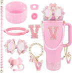 9PCS Pink for Stanley Cup Accessories Set Bling Initials Bow Charms for Stanley by Unknown