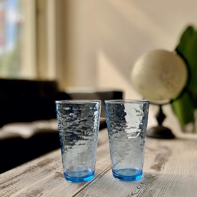 KLIFA- RIPPLE- 22.5 ounce, Acrylic Highball Drinking Glasses Cups, Stackable - Image 5