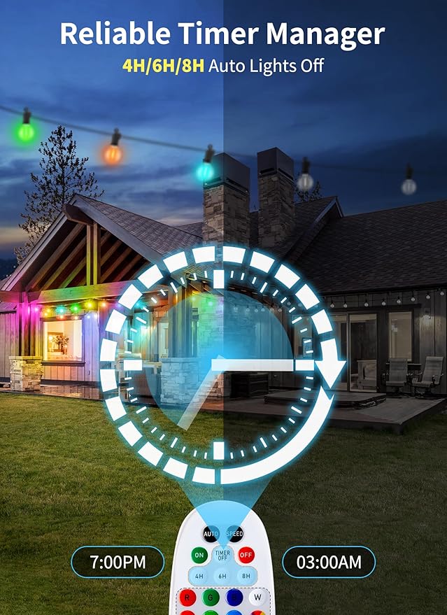 Brightown Outdoor String Lights 29 Feet G40 LED Patio Lights, 13 Plastic Edison - Image 5