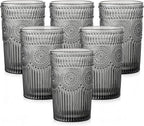 ZMOWIPDL Vintage Glassware Drinking Glasses Set of 6, 13 oz Grey Textured by ZMOWIPDL