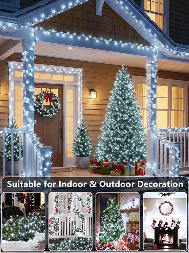 YIQU White 82FT 200 LED Christmas String Lights Outdoor/Indoor, Fairy String - Image 5