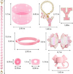 9PCS Pink for Stanley Cup Accessories Set Bling Initials Bow Charms for Stanley - Image 3