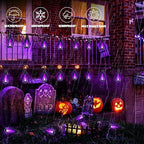 iBaycon Solar Halloween Lights, 27Ft 10 LED Bulbs Flickering Flame String Light - Image 5