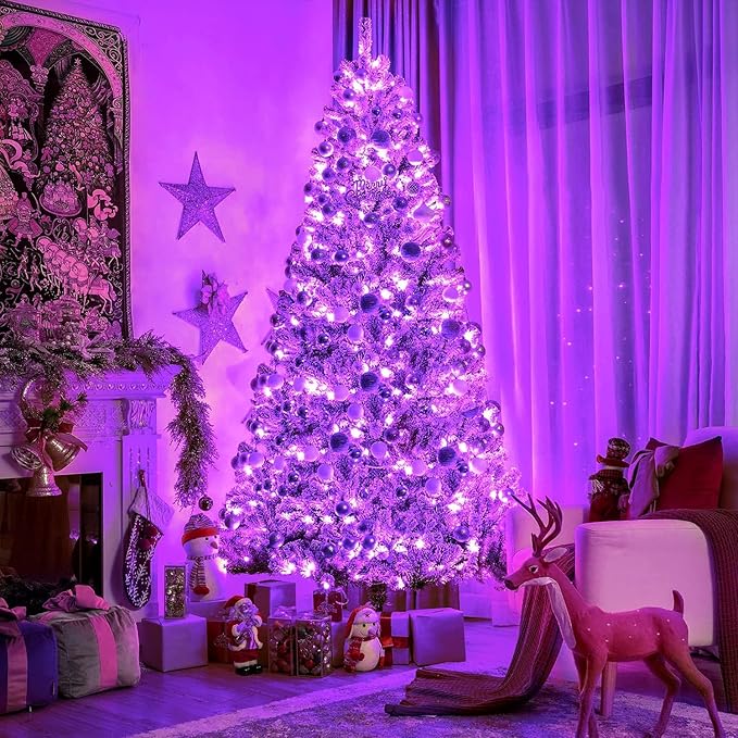 JMEXSUSS 33ft 100 LED Purple Christmas Lights, Battery Operated Christmas Lights - Image 2