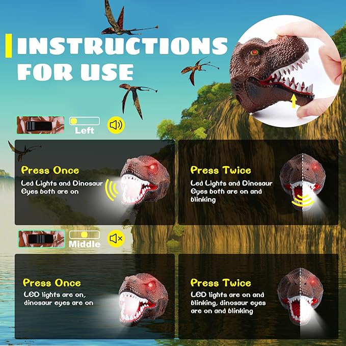 Dysaim Kids Headlamp, Dinosaur LED Rechargeable Headlamp - Image 4