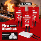 Fire Blanket 3-Pack | Fiberglass Prepared Fire Suppression | 60"x60" Fire - Image 2